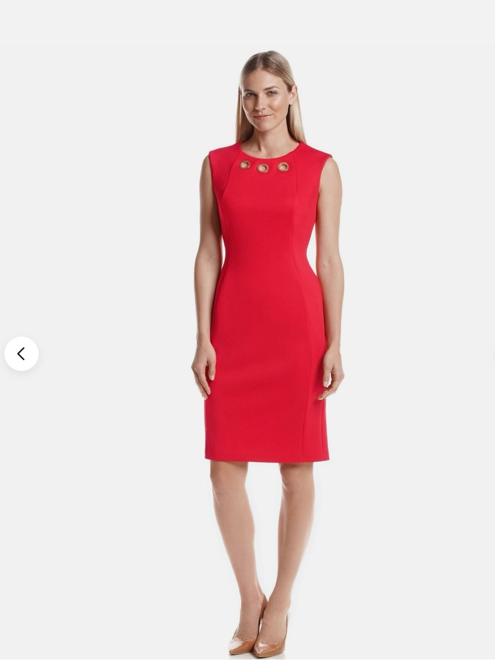 NWT Calvin Klein Red With Gold Grommets Dress Size 12